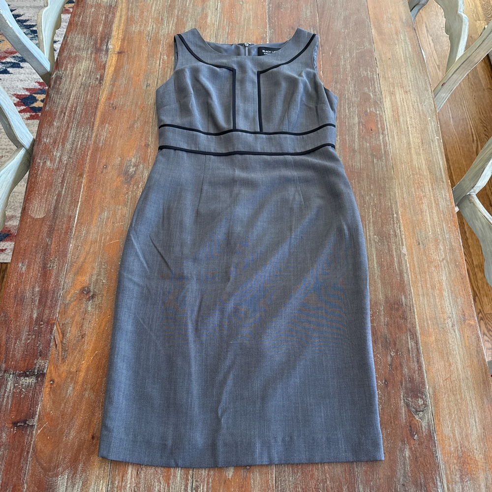 Black Label Evan Picone Gray Black Trim Sheath Dress 4